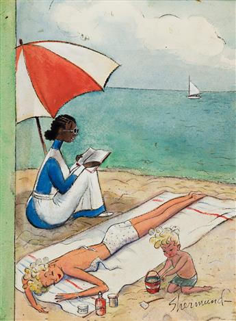 BARBARA SHERMUND (1899-1978) A Day at the Beach. [COVER ART / NEW YORKER]